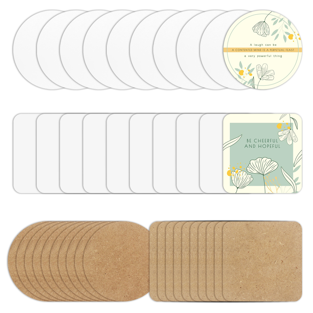 Sublimation MDF Coasters DIY Square/Round MDF Cup Pad with Cork & without Cork