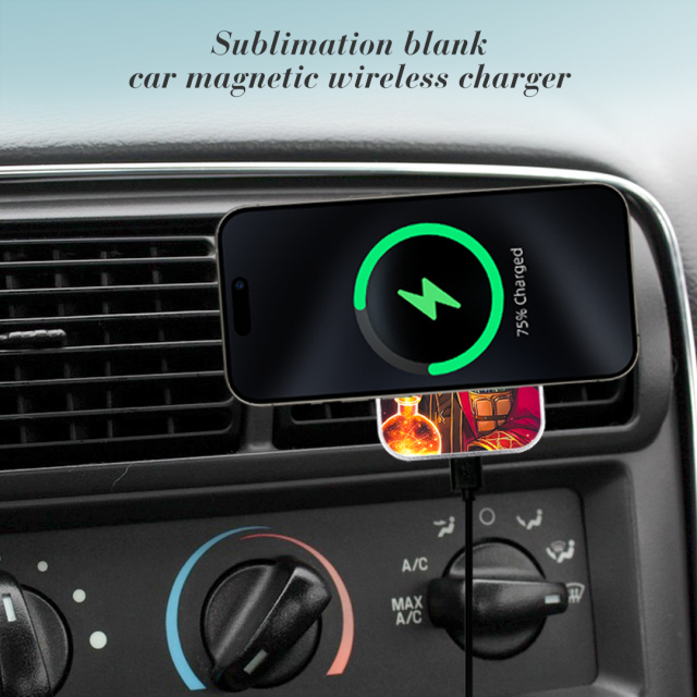 Sublimation Blank Car Magnetic Wireless Charger MagSafe Car Mount Charger Phone Holder Mount for iPhone