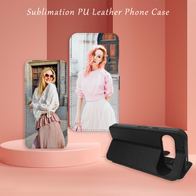 Sublimation Blank PU Leather Flip Phone Case Wallet TPU Inside with Card Holder and Stand for Google Pixel 9 Series,8a,7a Series
