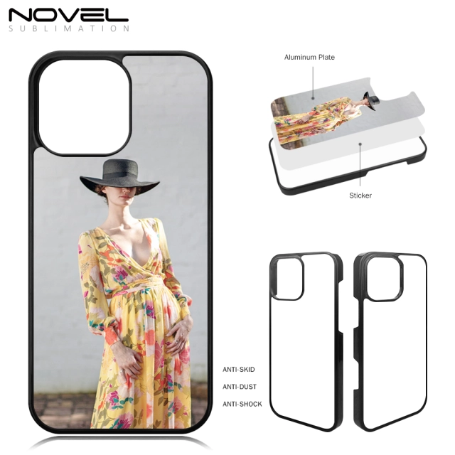 For iPhone 16/15/14/12/7/8 Sublimation 2D PC Hard Plastic Phone Case With Metal Insert