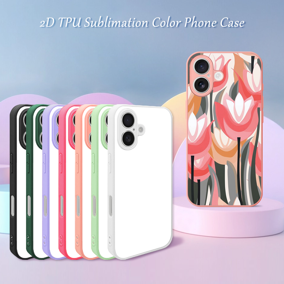 For iPhone 17/16/15/14 Series Sublimation Blank Colorful 2D TPU Rubber Phone Case With Aluminum Sheet fine hole