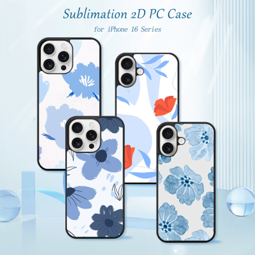 For iPhone 17/16/15/14/12/7/8 Sublimation 2D PC Hard Plastic Phone Case With Metal Insert