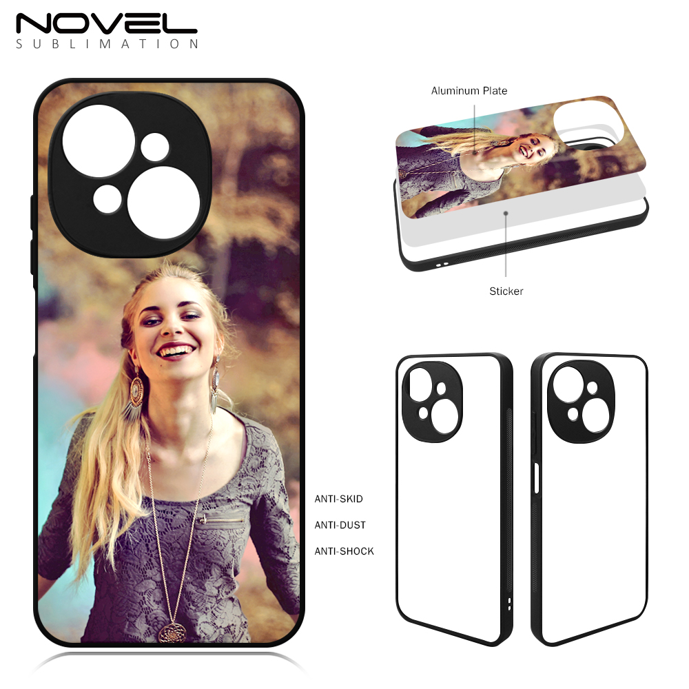 Smooth Sides!!! For Tecno Pop 9 Sublimation DIY 2D Soft Silicone TPU Phone Case Phone Shell With Aluminum Insert