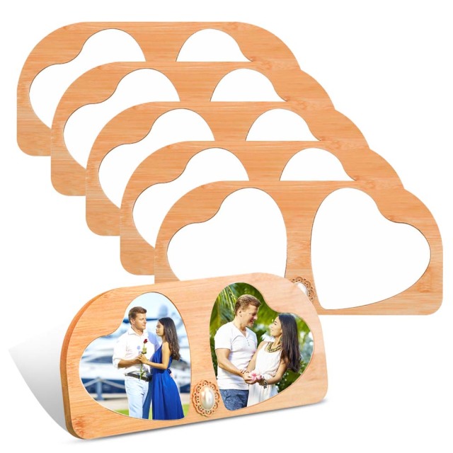 New Arrival Sublimation Blank Bamboo Couple Photo Frames Sublimation Blanks Aluminum Photo Frame Display for Lovers Creative Gift
