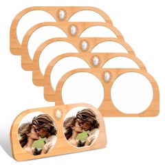 New Arrival Sublimation Blank Bamboo Couple Photo Frames Sublimation Blanks Aluminum Photo Frame Display for Lovers Creative Gift