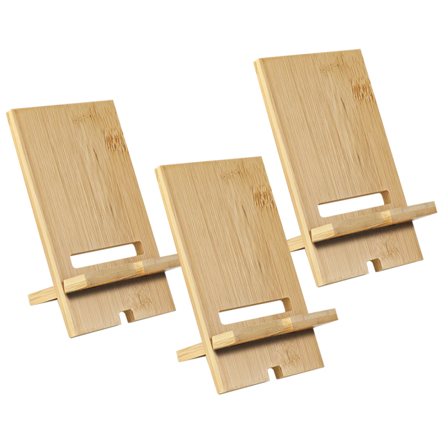 New Arrival Sublimation Blank Bamboo Phone Stand Holder with Charging Hole Detachable Wood Mobile Phone Holder