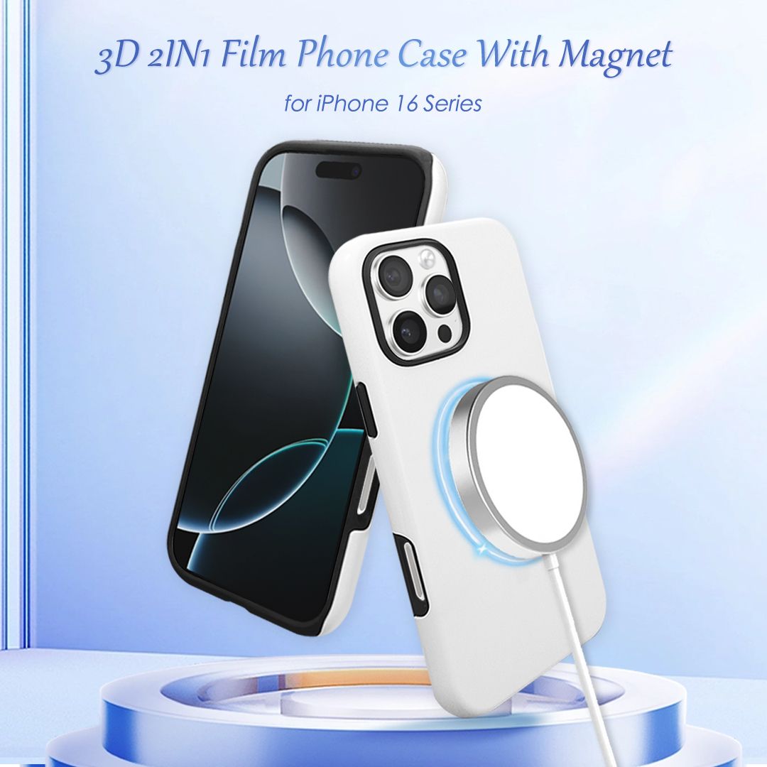 New Arrival Sublimation 3D 2in1 Film Phone Case for Magnetic Wireless Charging Cover Customized DIY Cell Phone Case for iPhone 17,16,15,14,13 Series