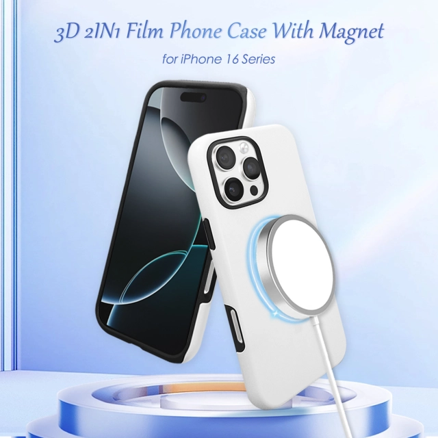 New Arrival Sublimation 3D 2in1 Film Phone Case for Magnetic Wireless Charging Cover Customized DIY Cell Phone Case for iPhone 16,15,14,13 Series