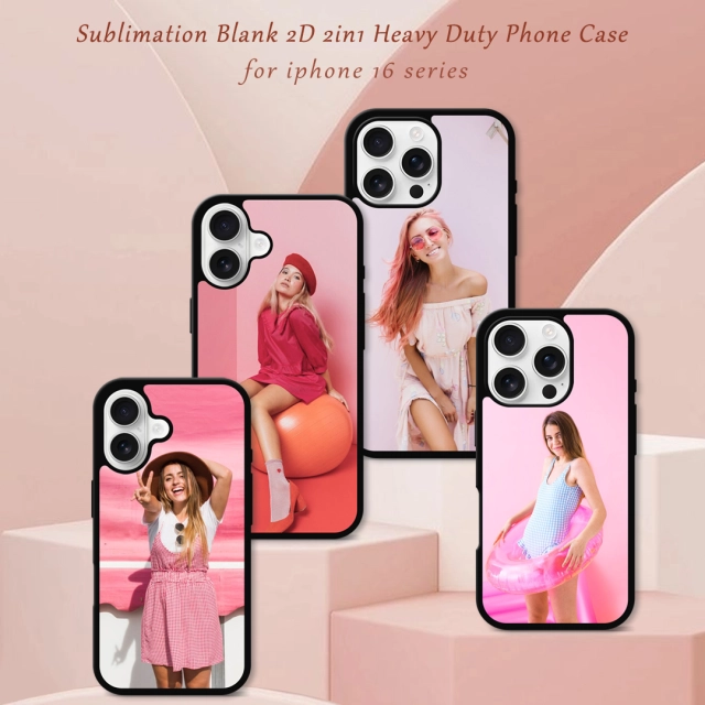 For iPhone 14 Series Strong Protection Sublimation 2D 2IN1 Case Heavy Duty Phone Case