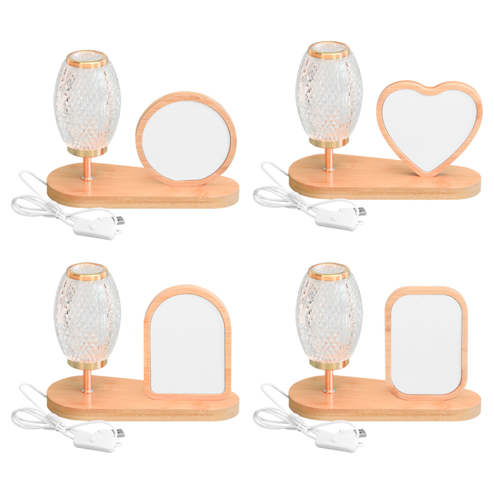 Sublimation Blank Lantern Photo Frames Blanks Bamboo Photo Frame with Night Light Home Display for Creative Gift