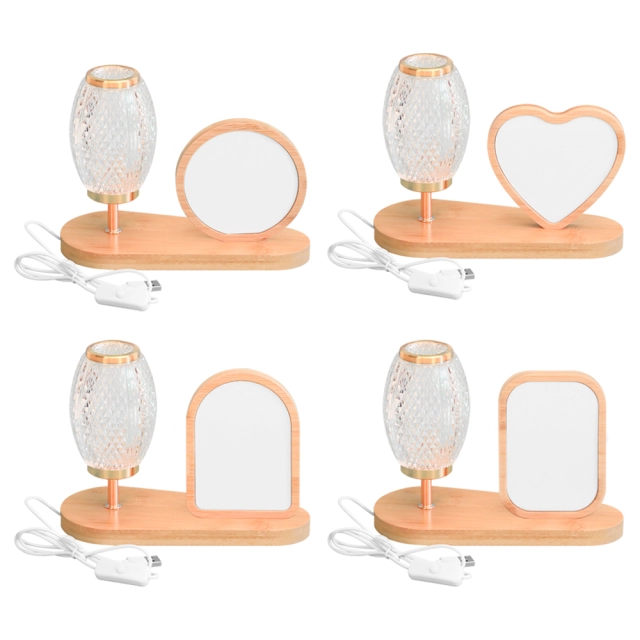 Sublimation Blank Lantern Photo Frames Blanks Bamboo Photo Frame with Night Light Home Display for Creative Gift