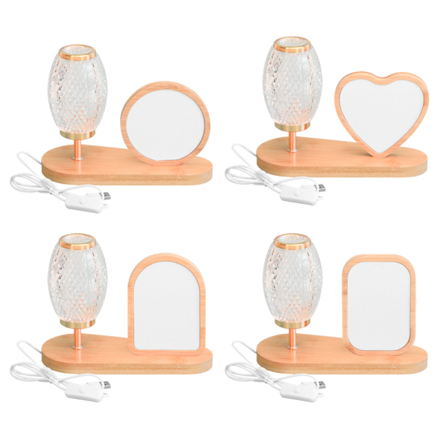 Sublimation Blank Lantern Photo Frames Blanks Bamboo Photo Frame with Night Light Home Display for Creative Gift