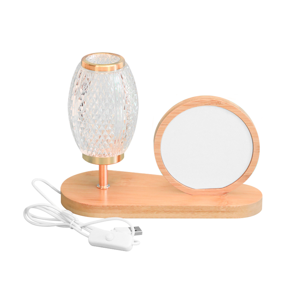 Sublimation Blank Lantern Photo Frames Blanks Bamboo Photo Frame with Night Light Home Display for Creative Gift