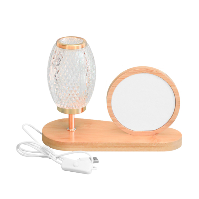 Sublimation Blank Lantern Photo Frames Blanks Bamboo Photo Frame with Night Light Home Display for Creative Gift