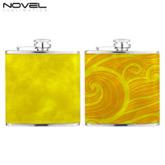 New Arrival Blank Colourful Sublimation PU Leather Hip Flask support Custom Pattern