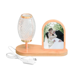 Sublimation Blank Lantern Photo Frames Blanks Bamboo Photo Frame with Night Light Home Display for Creative Gift