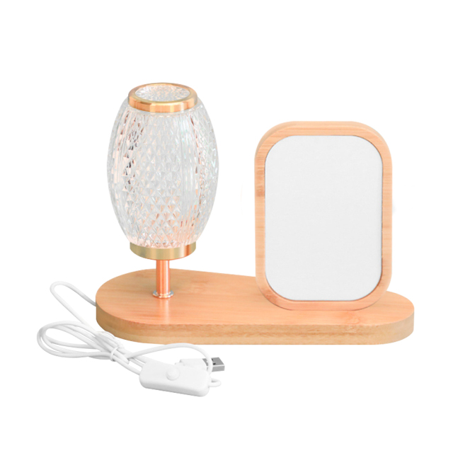 Sublimation Blank Lantern Photo Frames Blanks Bamboo Photo Frame with Night Light Home Display for Creative Gift