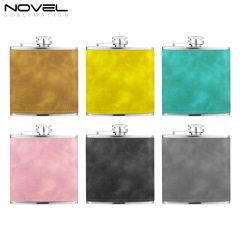 New Arrival Blank Colourful Sublimation PU Leather Hip Flask support Custom Pattern