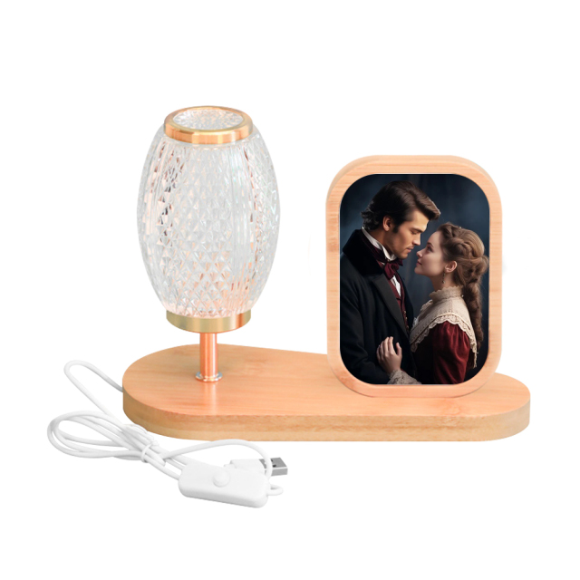 Sublimation Blank Lantern Photo Frames Blanks Bamboo Photo Frame with Night Light Home Display for Creative Gift