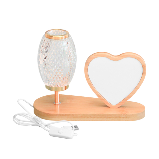 Sublimation Blank Lantern Photo Frames Blanks Bamboo Photo Frame with Night Light Home Display for Creative Gift