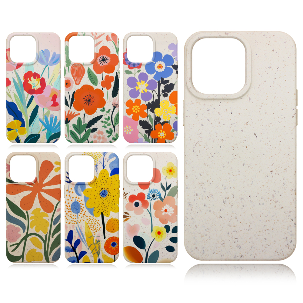 New Arrival For iPhone 16,15,14 Series Printable UV Biodegradable Wheat Straw Mobile Phone Cases