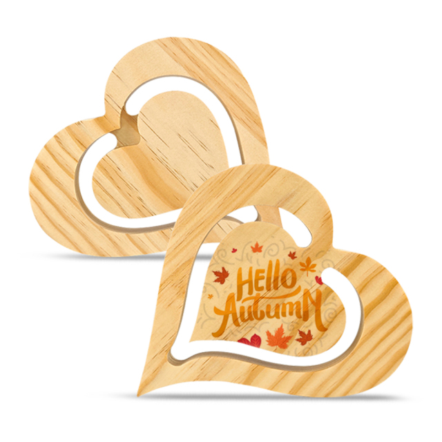 Sublimation Blank Wooden Heart Shape Tabletop Decoration Blank Photo Frame Home Custom Decoration Blank Pendant