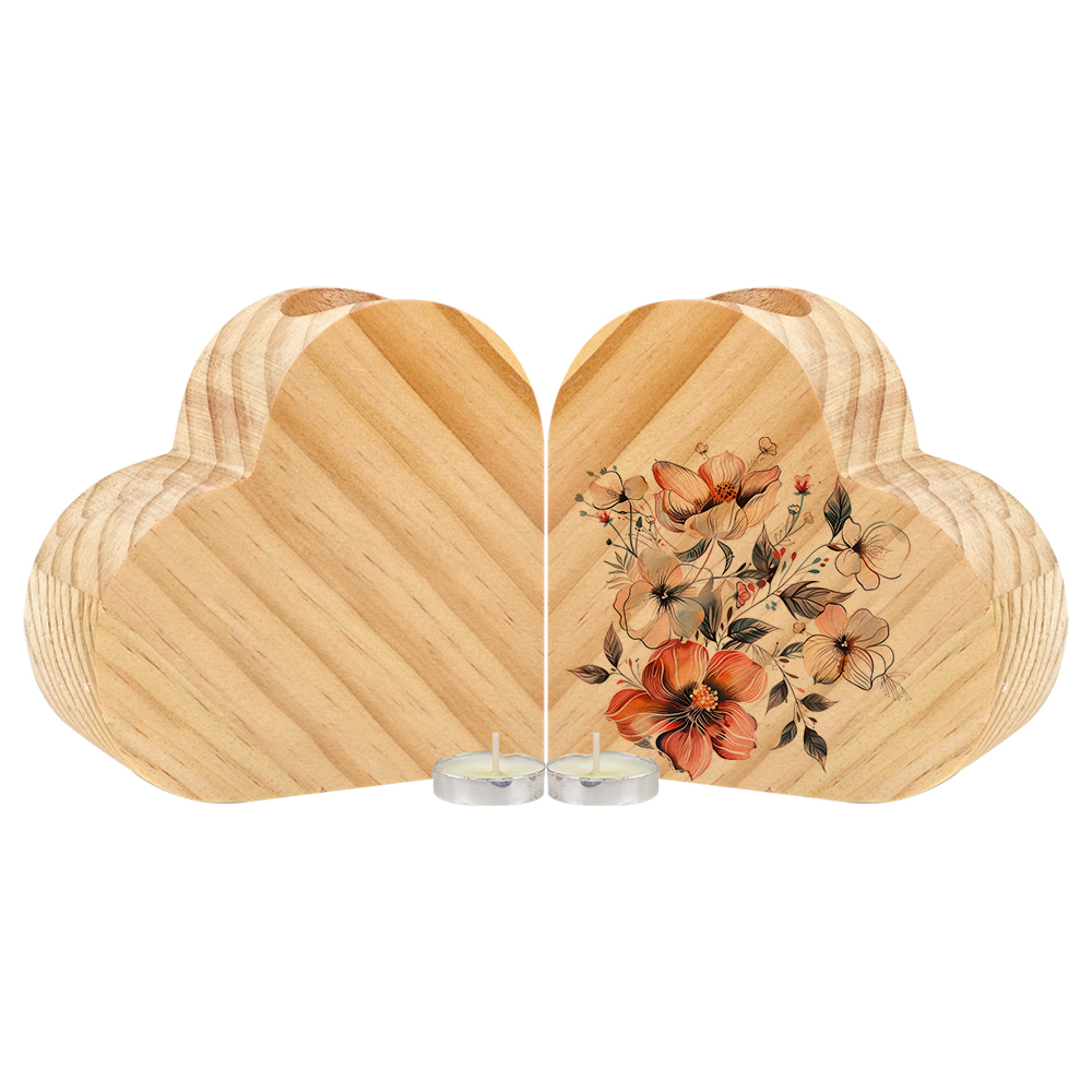 Sublimation Blank Wooden Heart Shape Candle Holder Tabletop Decoration Home Custom Decoration Blank Pendant