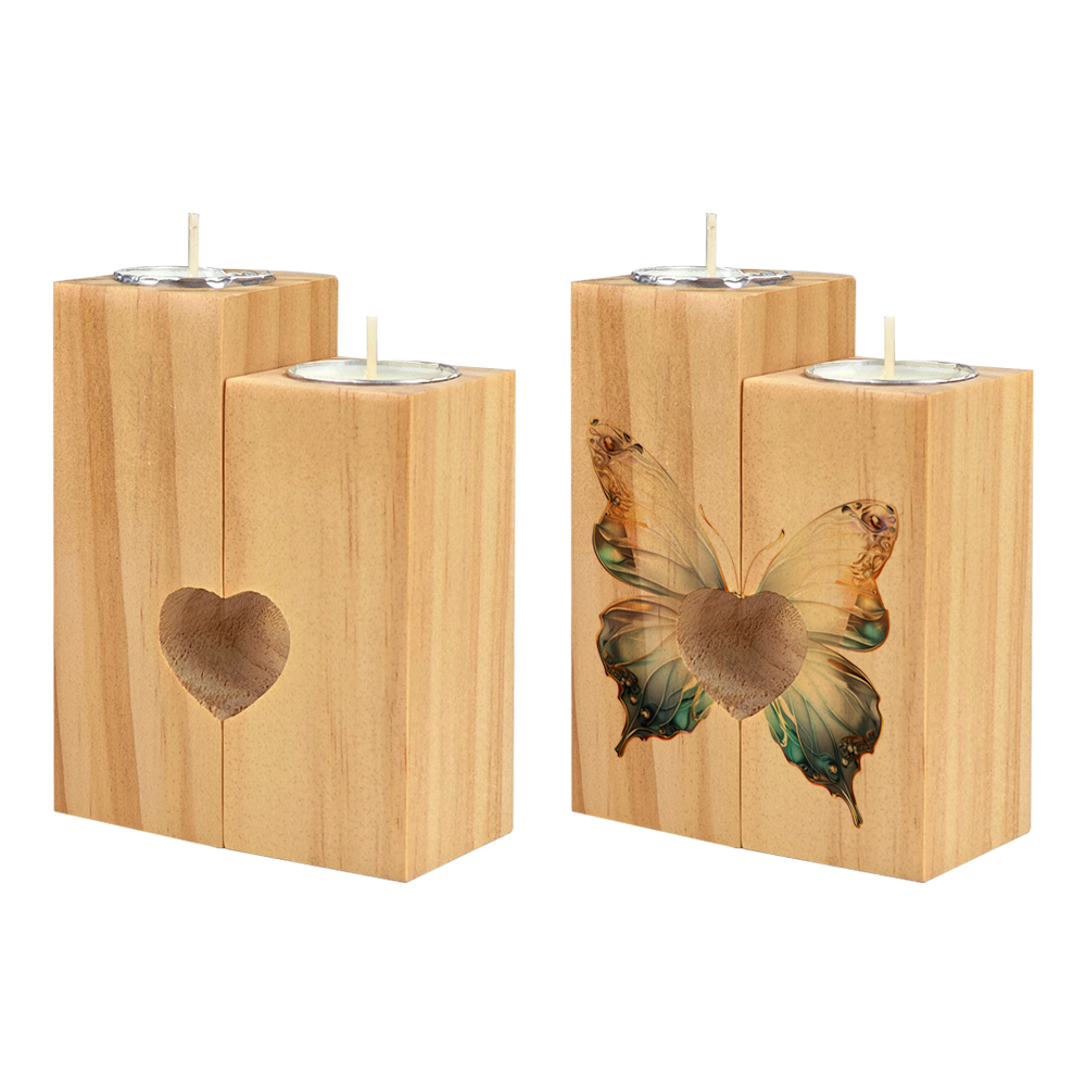 Sublimation Blank Wooden Hollow Heart Shape Candle Holder Tabletop Decoration Home Custom Decoration Blank Pendant