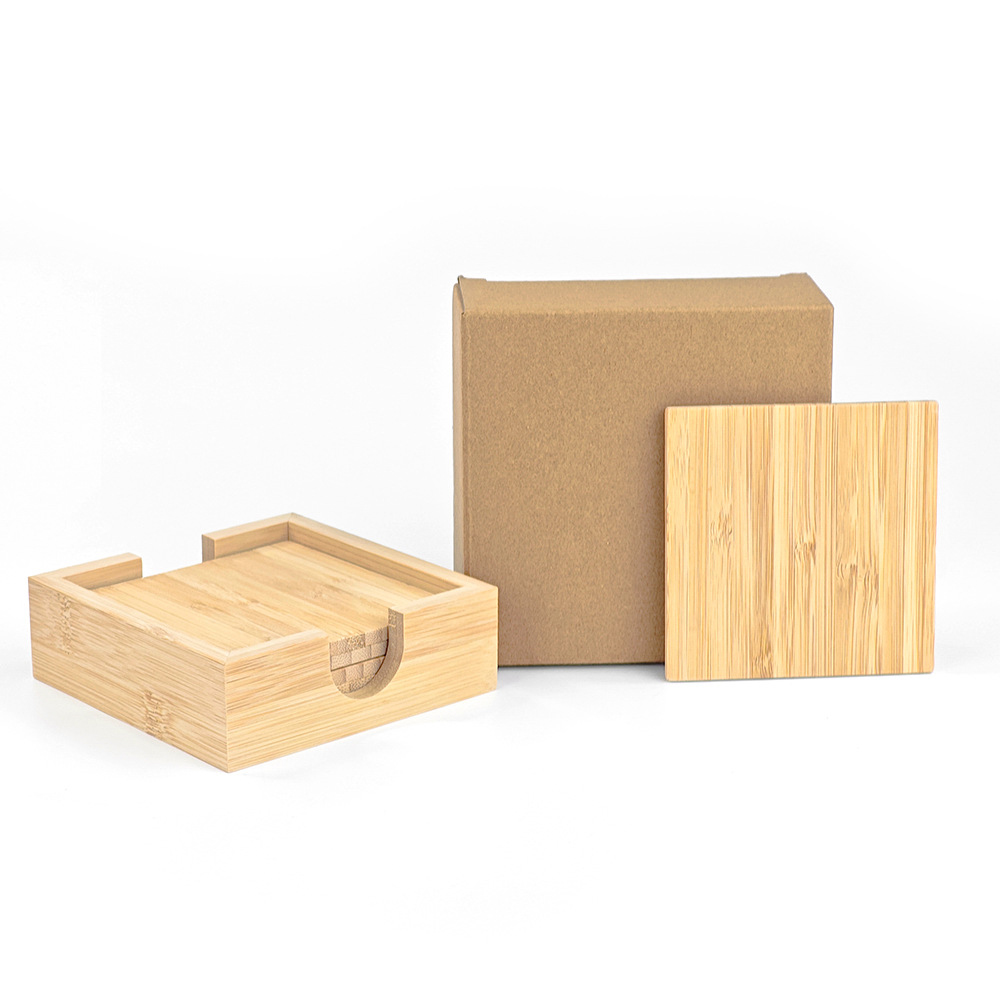 4PCS Custom Sublimation Blank Wood Coaster Set Square/Round Cup Mat DIY Home Decoration Supplies Mug Mat