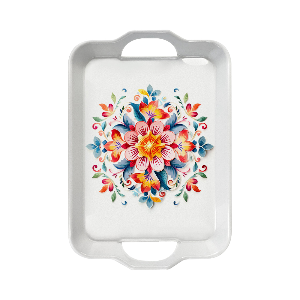 New Arrival Sublimation Plastic Serving Dinner Tray with Handle Food Tray Stackable Party Trays for Dinner Snacks
