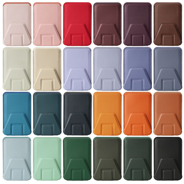 New Arrival PU Leather Card Holder with Adhesive Stick-on Stand Colorful Card Holder with Stand for Back of Phone