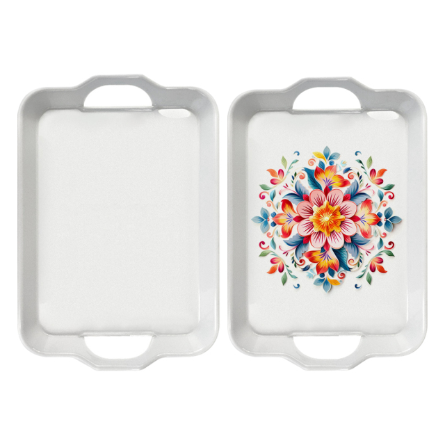New Arrival Sublimation Plastic Serving Dinner Tray with Handle Food Tray Stackable Party Trays for Dinner Snacks