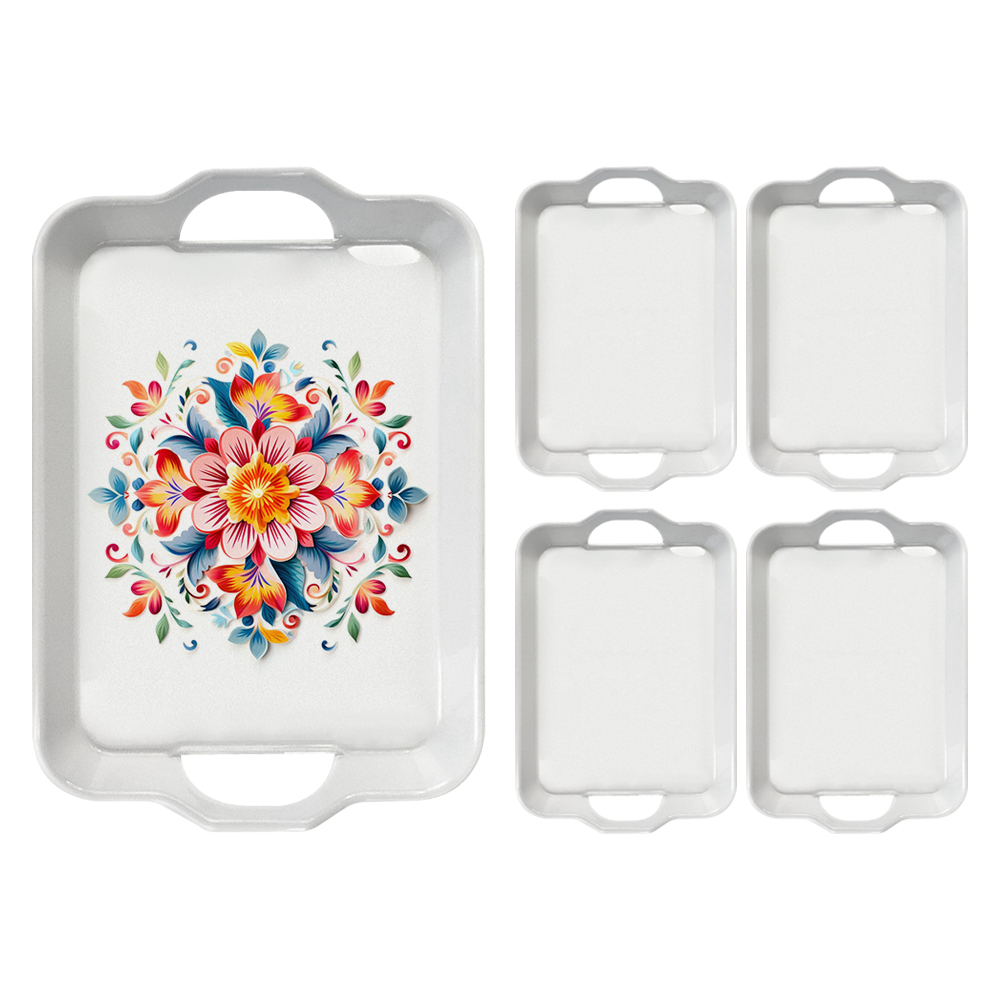 New Arrival Sublimation Plastic Serving Dinner Tray with Handle Food Tray Stackable Party Trays for Dinner Snacks