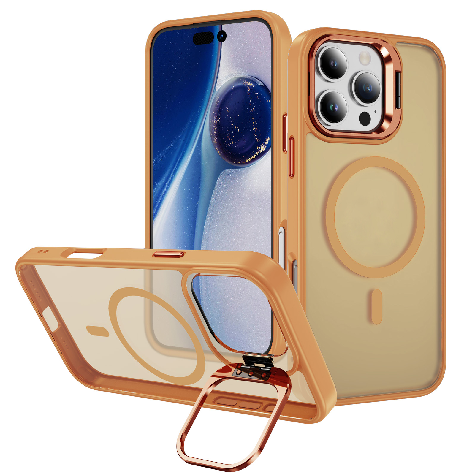 Skin-friendly Magnetic Mobile Phone Case fo iPhone 16,15,14,13,12,11 Series Phone Case with Lens Holder