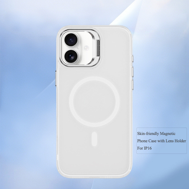 Skin-friendly Magnetic Mobile Phone Case fo iPhone 16,15,14,13,12,11 Series Phone Case with Lens Holder