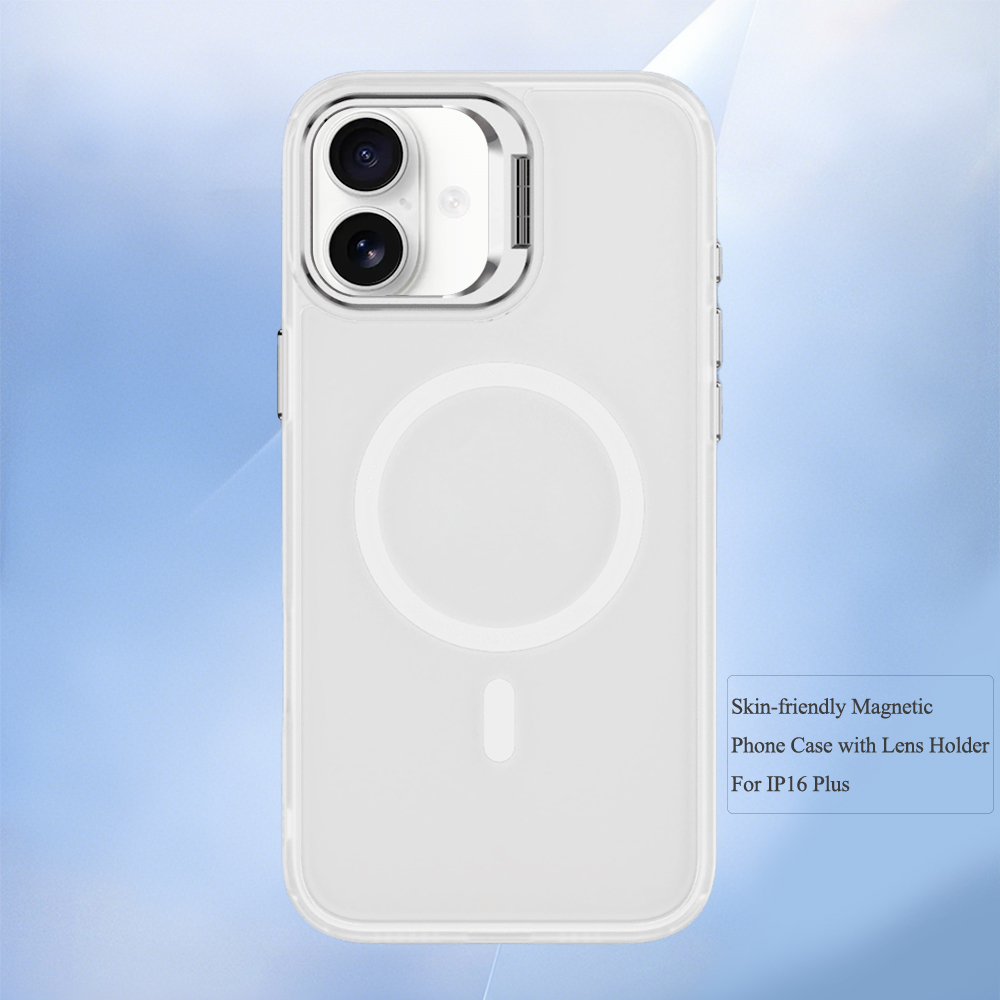 Skin-friendly Magnetic Mobile Phone Case fo iPhone 16,15,14,13,12,11 Series Phone Case with Lens Holder