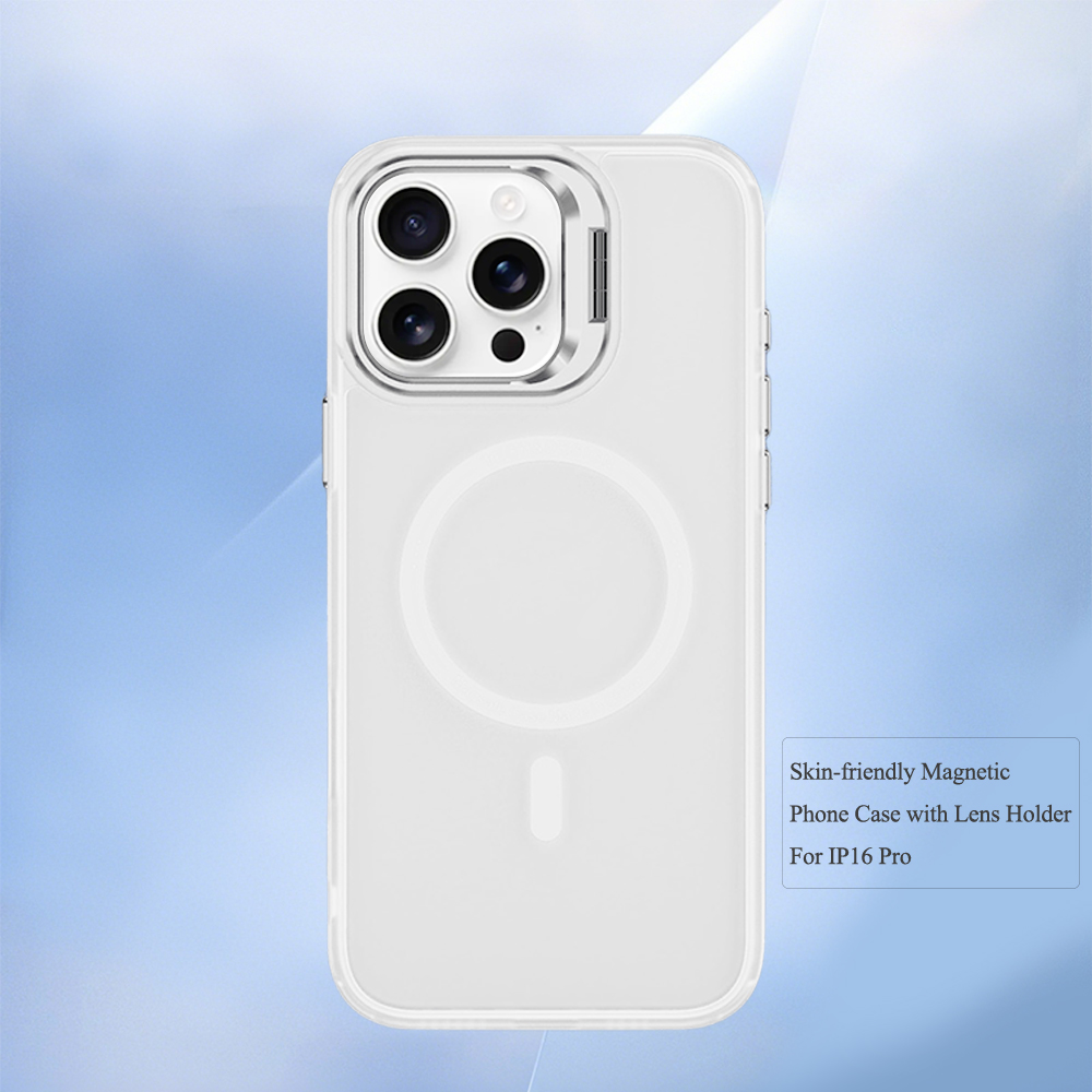 Skin-friendly Magnetic Mobile Phone Case fo iPhone 16,15,14,13,12,11 Series Phone Case with Lens Holder