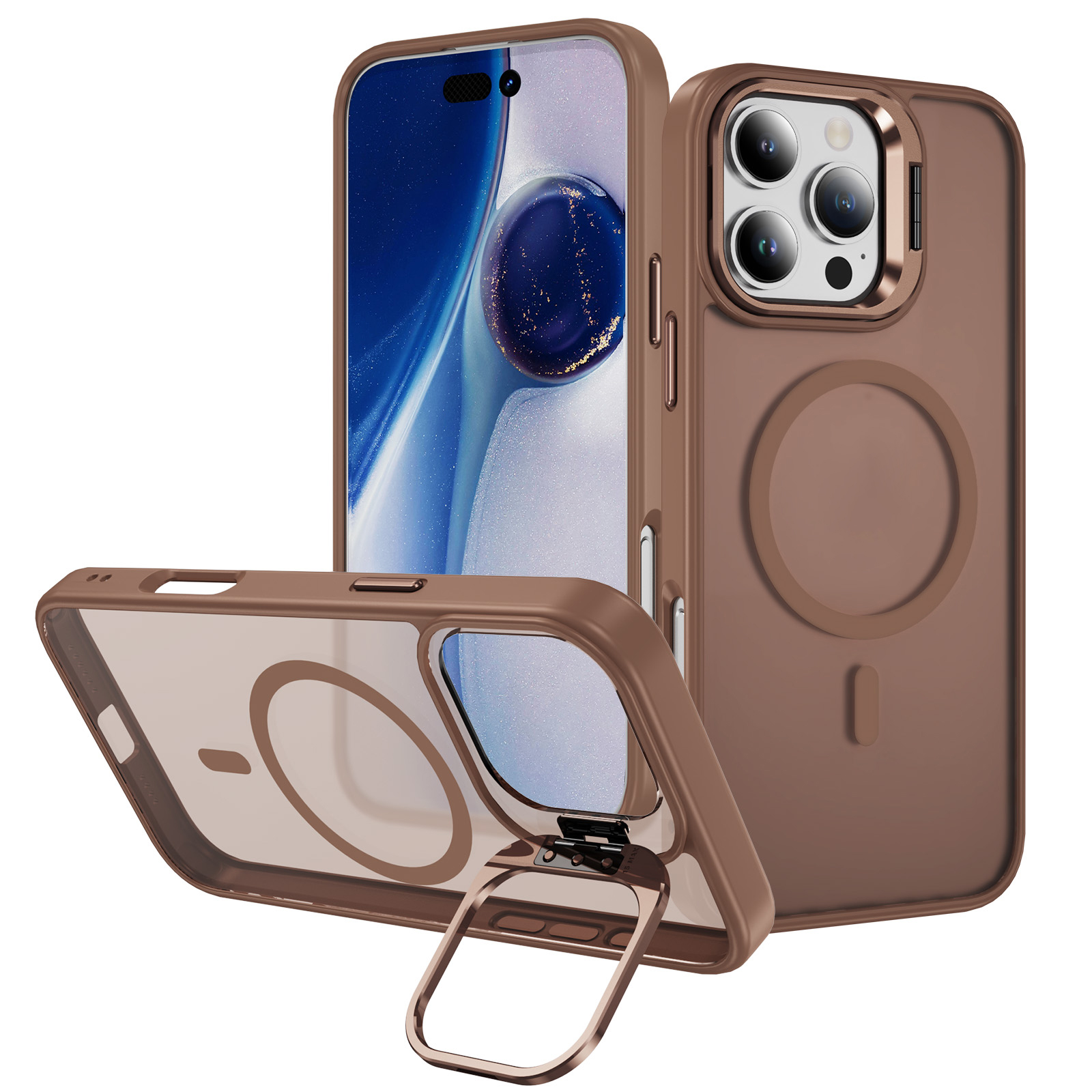 Skin-friendly Magnetic Mobile Phone Case fo iPhone 16,15,14,13,12,11 Series Phone Case with Lens Holder