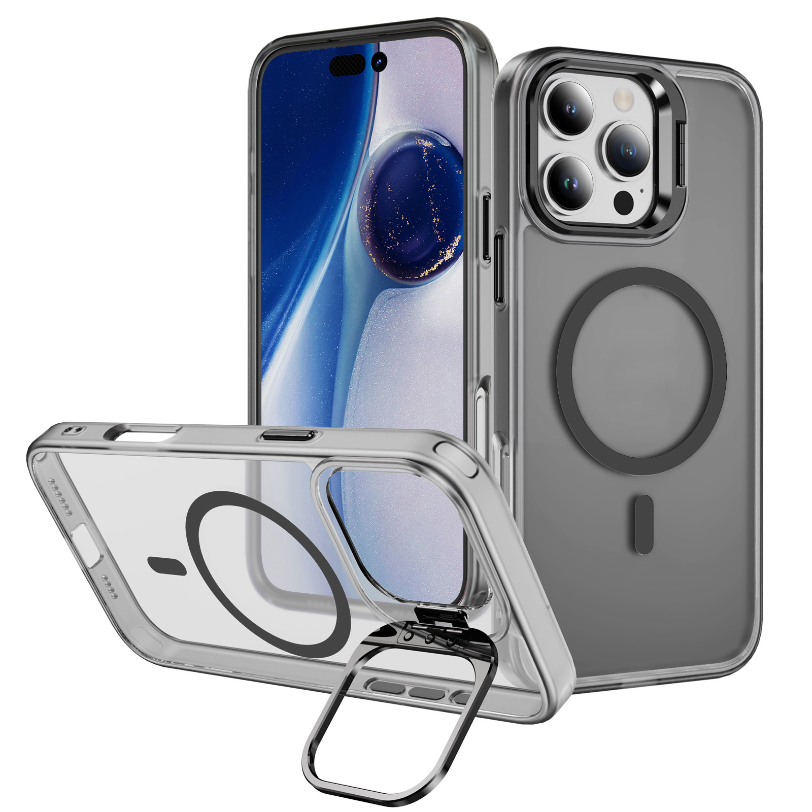 Skin-friendly Magnetic Mobile Phone Case fo iPhone 16,15,14,13,12,11 Series Phone Case with Lens Holder