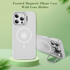 Skin-friendly Magnetic Mobile Phone Case fo iPhone 16,15,14,13,12,11 Series Phone Case with Lens Holder