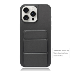 PU Leather Phone Case with Mag Foldable Stand-Card Holder for iPhone 16,15,12,11 Series