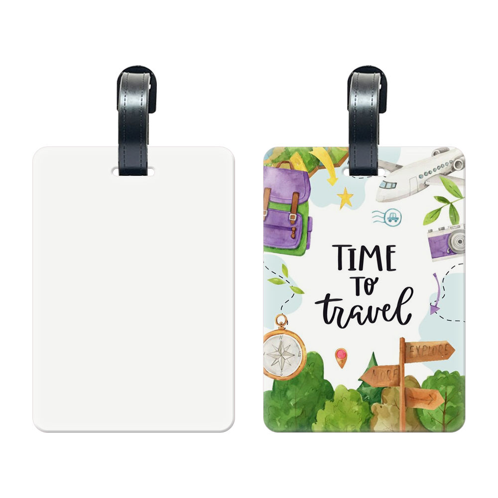 Sublimation Aluminium Luggage Tags Blanks White Blank Travel Bag Baggage Tags with Strap Double Side Printable