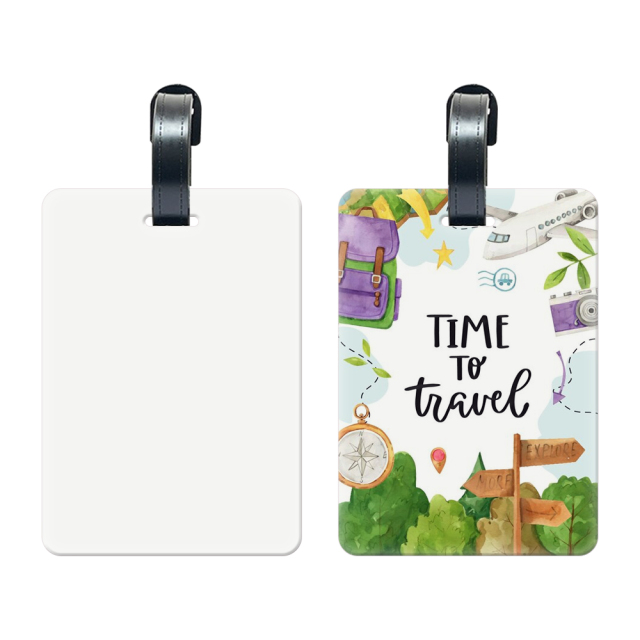 Sublimation Aluminium Luggage Tags Blanks White Blank Travel Bag Baggage Tags with Strap Double Side Printable