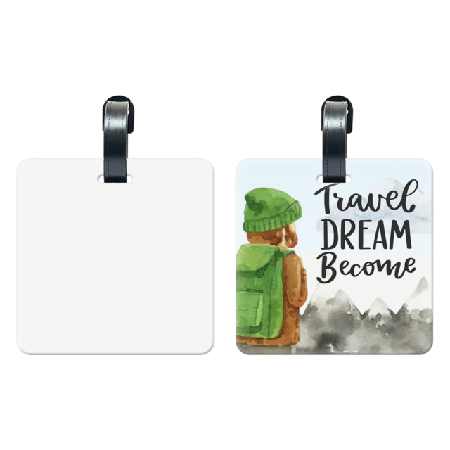 Sublimation Aluminium Luggage Tags Blanks White Blank Travel Bag Baggage Tags with Strap Double Side Printable