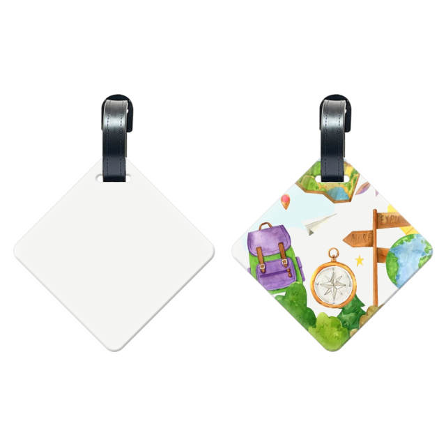 Sublimation Aluminium Luggage Tags Blanks White Blank Travel Bag Baggage Tags with Strap Double Side Printable