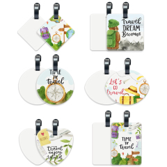 Sublimation Aluminium Luggage Tags Blanks White Blank Travel Bag Baggage Tags with Strap Double Side Printable