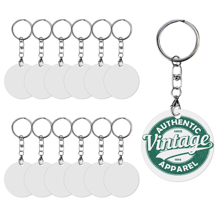 Sublimation PET Keychains Double-sided Printing Key Ring Custom Blank Round Keyring
