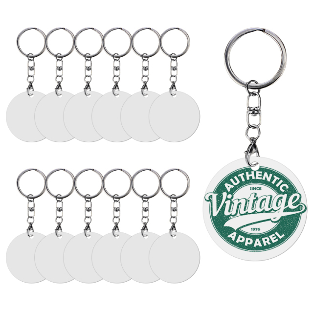 Sublimation PET Keychains Double-sided Printing Key Ring Custom Blank Round Keyring