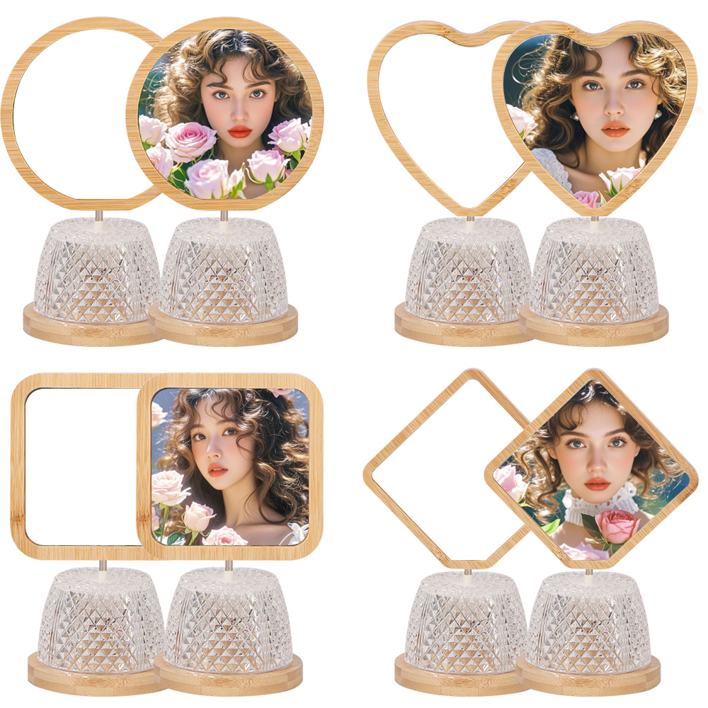 Sublimation Blank USB Night Light Photo Frames Blanks Bamboo Photo Frame Home Display for Creative Gift