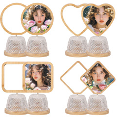 Sublimation Blank USB Night Light Photo Frames Blanks Bamboo Photo Frame Home Display for Creative Gift